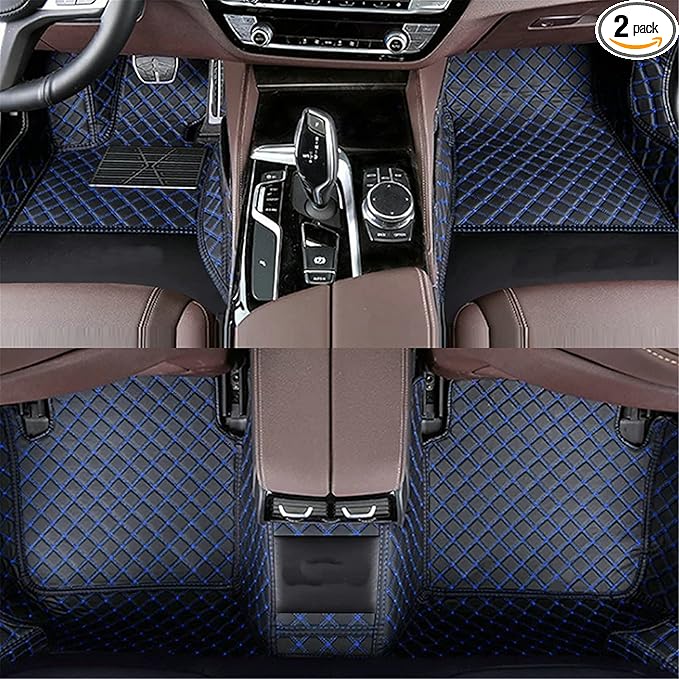 Custom Making Car Floor Mats Compatible with Audi BMW Mercedes-Benz Toyota Lexus Honda Infiniti Nissan Hyundai Kia All Models 2005-2026 (Black Blue)