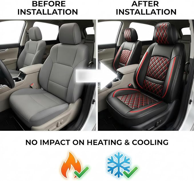 Fit Ioniq Car Seat Covers for Hyundai Ioniq 2017-2026 - Premium Leather, Waterproof, All-Weather, Airbag Compatible, Anti-Slip, Breathable, Easy Install, Seat Protectors, Full Set, Redline