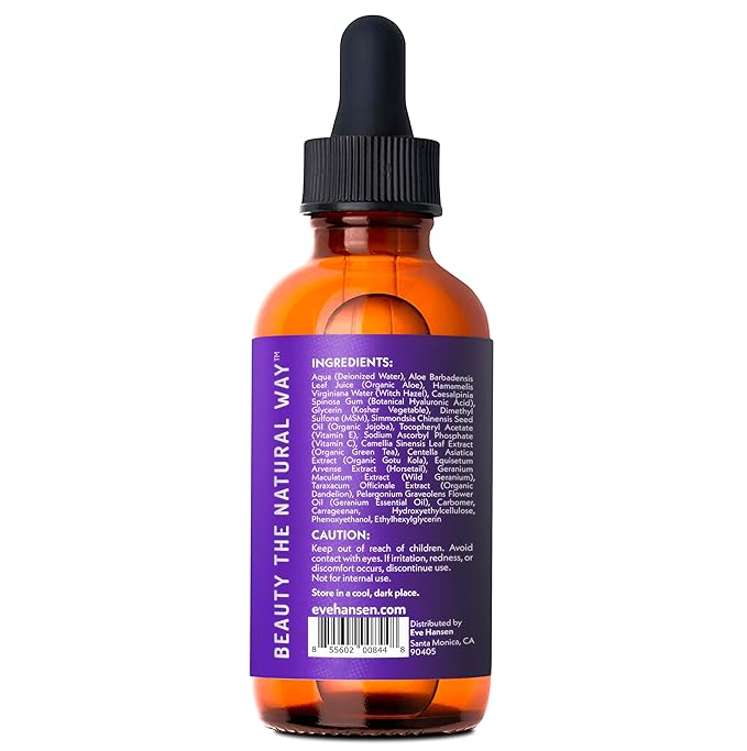 Eve Hansen Hyaluronic Acid Serum for Face | Hydrating Serum with Vitamin C & E | Anti-Aging Facial Moisturizer for Plumping & Wrinkle Care | Vegan & Cruelty-Free | 2 oz