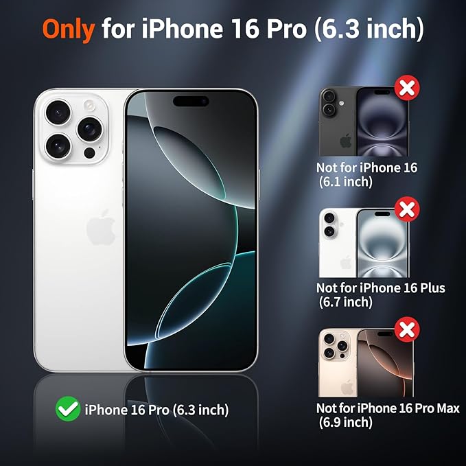 SUPFINE Magnetic for iPhone 16 Pro Case (Compatible with MagSafe) (Military Grade Drop Protection) Slim Translucent Matte Shockproof with Anti-Fingerprint Phone Case,Dark Purple