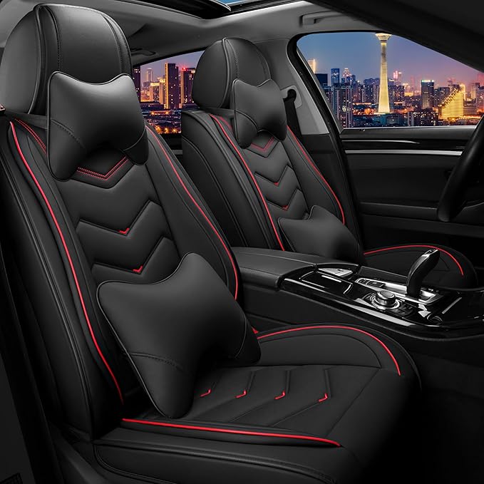 CTDS Car Seat Covers for Nissan Sentra 2000-2026, Stylish Sport Seat Cover, Premium Nappa Leather Car Seat Cover. Automobile Seat Covers Sets.(Luxury 2 Seats/Black)