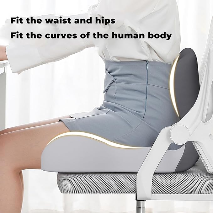Back and Seat Cushion, Soothe+Cushion,Car Seats with Lumbar Support,Memory Foam Non Slip Skin with Back Support for Office Chair, Car (Color Matching A)