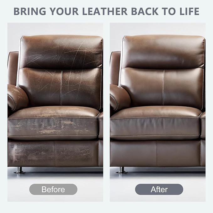 Leather Recoloring Balm & Color Restorer | Black Leather Dye, Paint & Repair Kit for Furniture, Couches, Car Seats, Shoes| Restore Faded & Scratched Surfaces