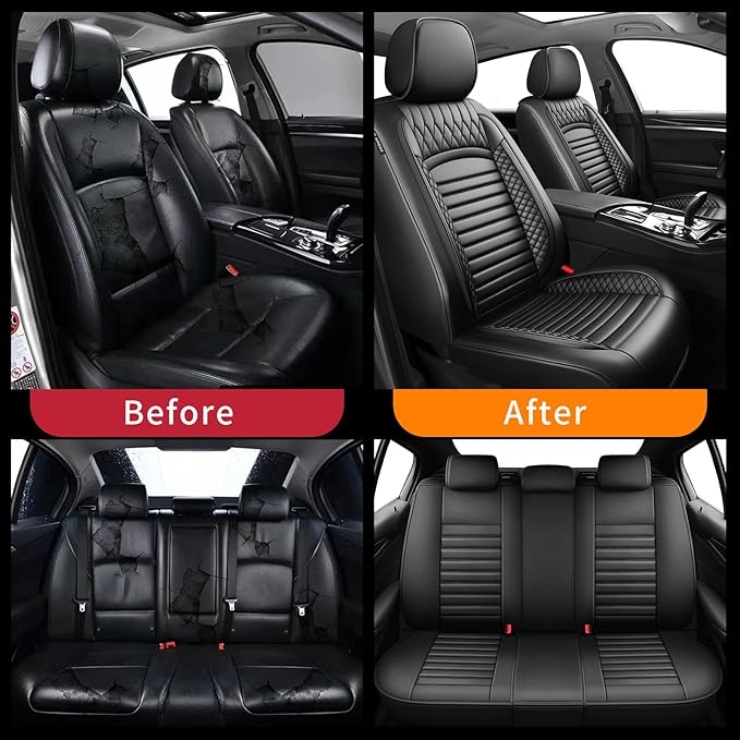 Fit Legacy Car Seat Covers(Only for 5 Seats Version)for Select Ford Legacy 2008-2024 2025 2026 - Full Coverage Leather,Airbag Compatible,Waterproof & All Weather Seat Cushion Protector(Black)