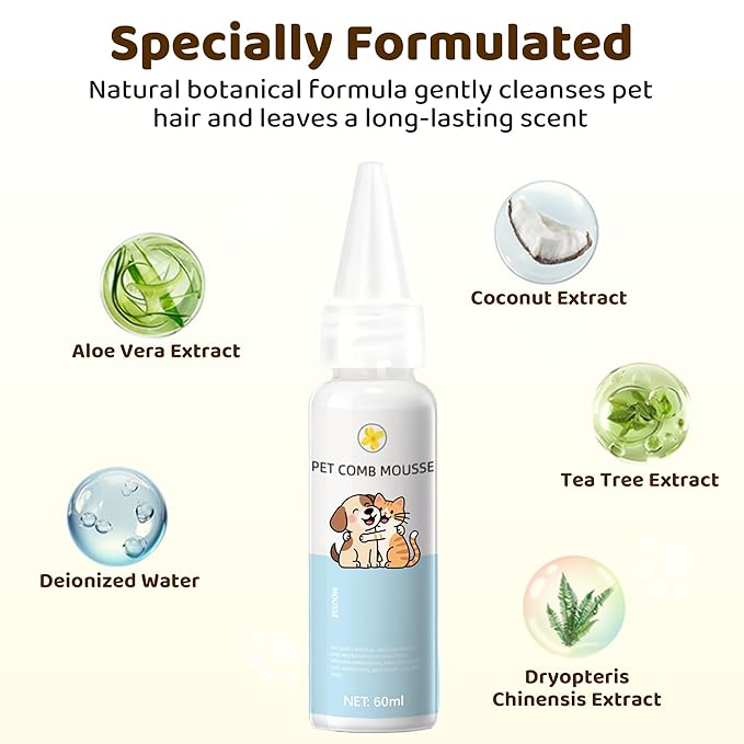 Steam Cat Brush, 6-in-1 Dog Brush Spritz Defur Comb with Pet Waterless Shampoo, Steamy Skin Friendly Deshedding Grooming Tool, Suitable for Shedding & Haired Pets, Pet Supplies Accessories, White
