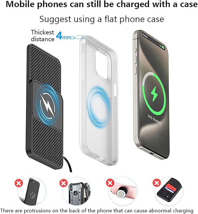 Wireless Car Charger Pad for Range Rover Sport (L320) 2010-2013,20W Fast Wireless Phone Charger Cell Phone Cordless Charging mat,Non-Slip Phone Charging,30cm Cable USB