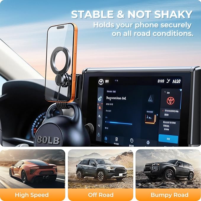 Car Phone Holder for BMW X5 2014-2018 & X6 2015-2019 (Only for 10.2-Inch Screen) 360° Rotation Magnetic Cell Phone Mount, Compatible with Magsafe, Does Not Affect Air Vent