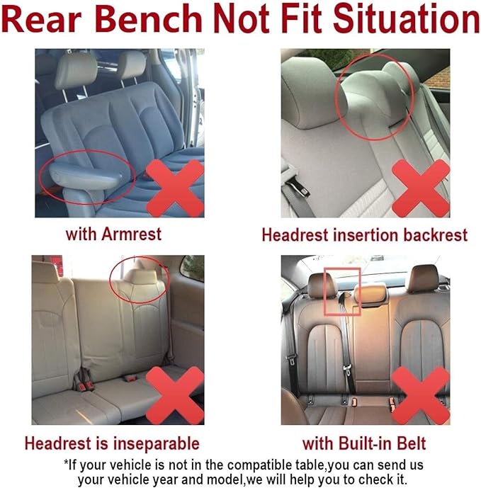 Flying Banner Car Seat Covers Full Set Front Seats and Rear Bench Polyester car seat Protectors Black Gray Purple airbag Compatible Rear Bench Split (Black Red)