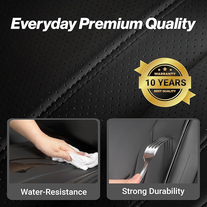 Coverland Custom Fit Car Seat Covers for Car Compatible with [2004-2008 Toyota Solara Coupe] Premium Leather Non-Slip Memory Foam Waterproof Interior Protector [Full Set Black- Size Chart X65]