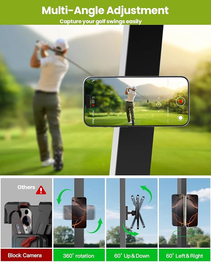 Magnetic Golf Cart Phone Holder, Golf Accessories Gifts for Men Dad Husband Unique, 360° Rotation US Flag Phone Mount for Golf Cart, Birthday Golf Gifts for Men Him Boyfriend, 2026 Golfers Must Haves