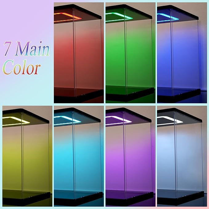 Mini Helmet Display Case with Light, Acrylic Clear 1/2 Football Baseball Helmet Showcase with Multiple Color Lights for Sports Collectibles（7.5×5.9×6.3inch）