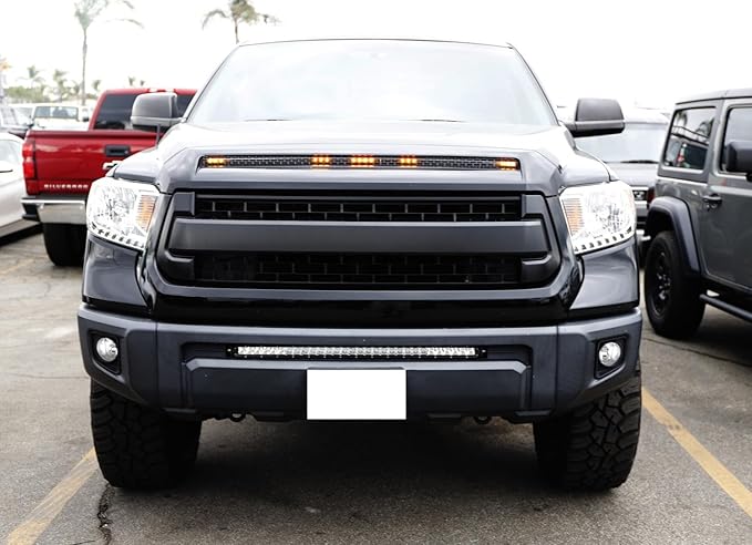 iJDMTOY 5-Bar/Section Amber Yellow 15-LED Hood Bulge Behind Grille Light Kit Compatible with Toyota 2014-2021 Tundra
