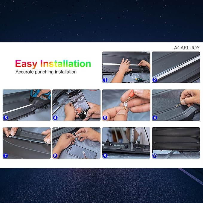 Acrylic Car Interior LED Lighting Kit, Interior Car Led Strip Lights， 22in-1 LED Fiber Optic Multi-Mode Standard Format Ambient Light, Suitable for Neon Lights of All Car Models.