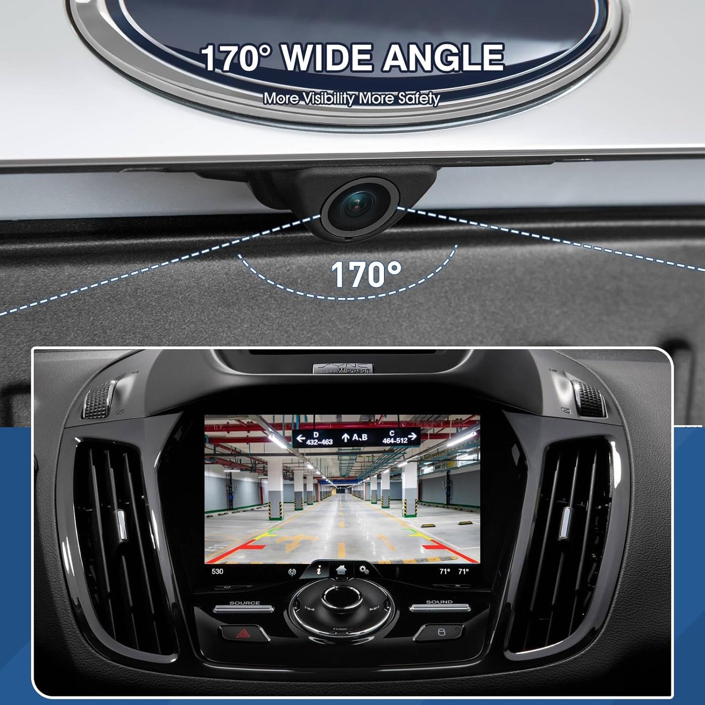 Rear View Backup Reverse Camera Compatible with Ford Escape 2014 2015 2016, Safety Parking Back Up Assist Camera OE Number GJ5T19G490AD GJ5T-19G490-AB EJ5Z-19G490-A
