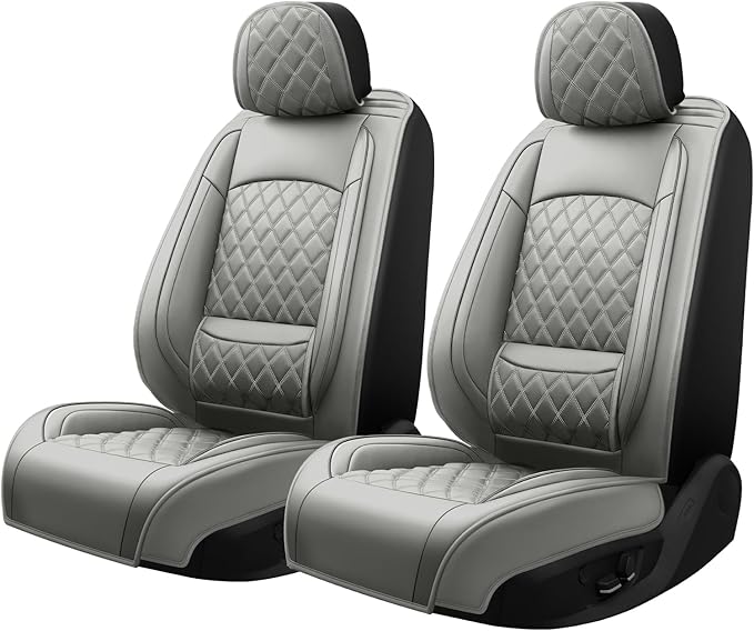 Fit Integra Car Seat Covers for Acura Integra 2023-2026 - Premium Leather, Waterproof, All-Weather, Airbag Compatible, Breathable, Seat Protectors, Only 2 Front seat Covers, Gray