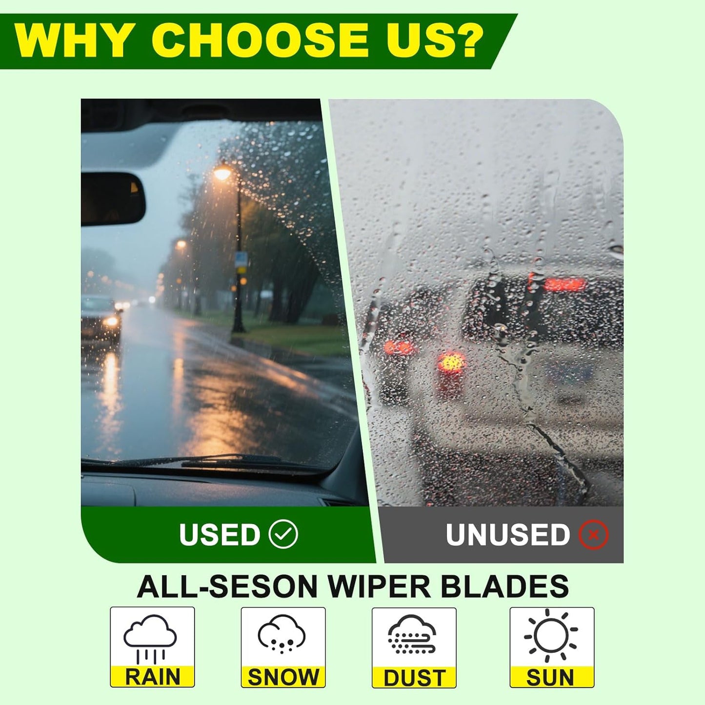 QUALITY 28in + 17in Premium All-Season Windshield Wiper Blades for Original Equipment Replacement(Set of 2)