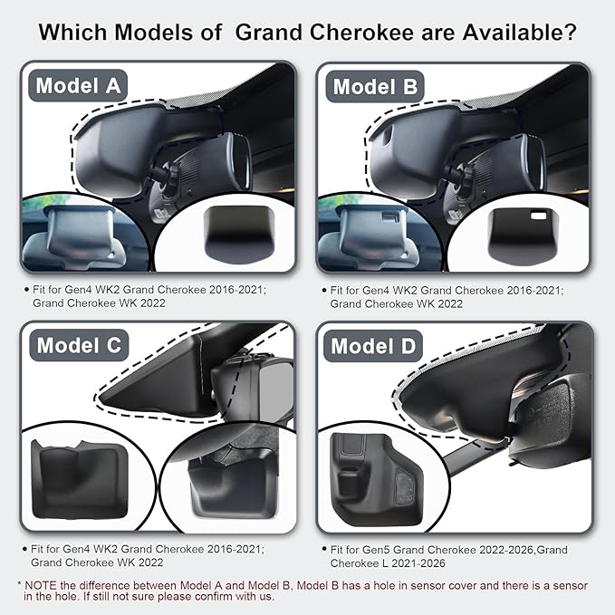 Mangoal Front 4K & Rear 1080P Dash Cam Custom Fit Jeep Grand Cherokee 2016 2017 2018 2019 2020 2021 & WK 2022 (Model A),Check Model Carefully,Limited Trailhawk Overland,UHD 2160P Video,128GB Card