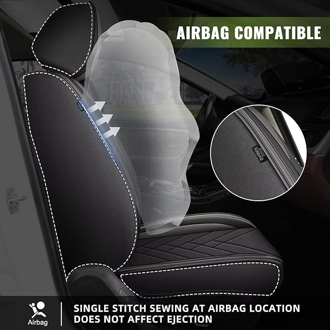 AOMSAZTO Front Seat Covers for Car Fit for Acura TSX 2009-2014: Premium Seat Covers Waterproof Leather Automotive Seat Cushion Protector Compatible with Airbag(2PCS Front,Black&Grey)