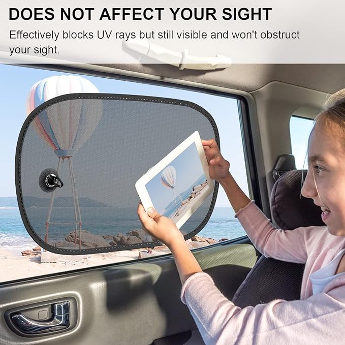 Car Window Shade, 2 Pack Car Sun Shade for Window Baby Suction Cups Sunshade for Side Window Sun and UV Block for Kids/Adults/Pets - 17.3''x14'' Universal Fits