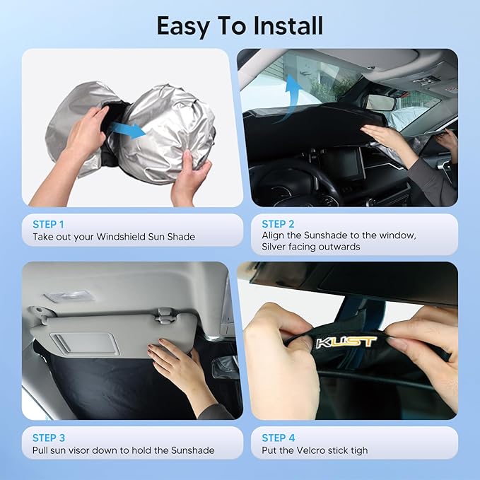 KUST Windshield Sun Shade for 2020-2024 2025 2026 Polestar 2 Accessories Custom Fit Sunshade Sun Visor Protector Foldable Blocks UV Rays Keep Your Car Cooler