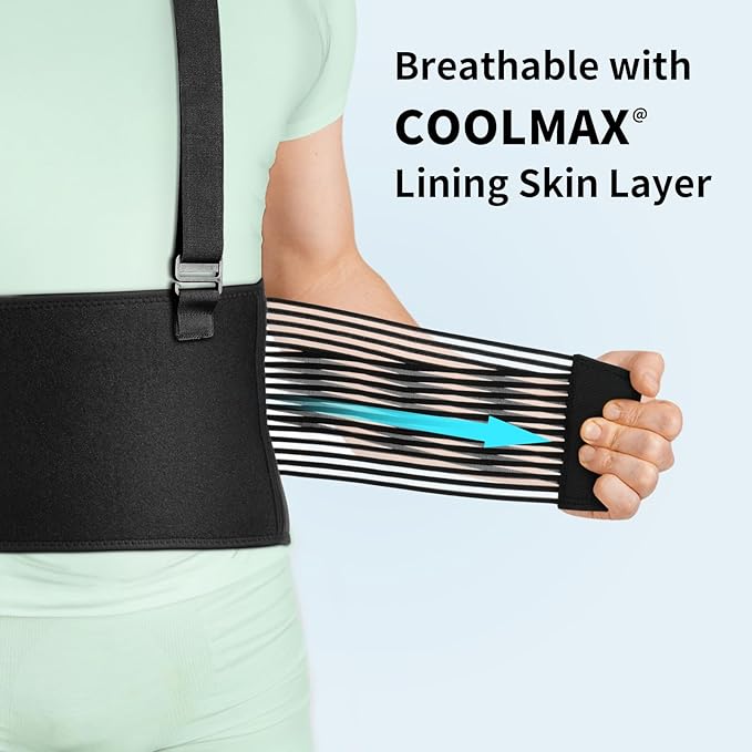 AllyFlex Sports® Back Brace For Lifting Work Y-shape Suspenders Safety Belt With Dual 3D Lumbar Support Relieve Pain, Prevent Injury - XL/XXL (45''-55'')
