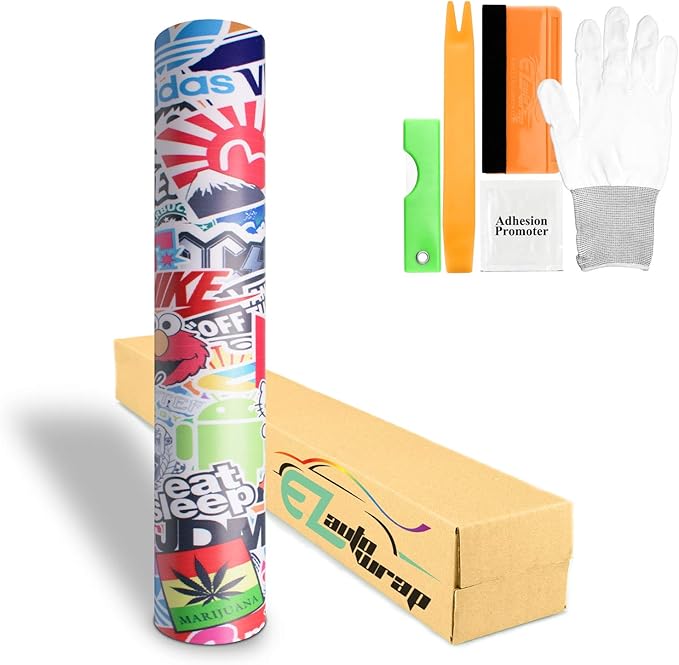 Free Tool Kit EZAUTOWRAP ES Bomber Hellaflush Anime Cartoon Car Vinyl Wrap Sticker Decal Air Release - 60"X360" (5FT X 30FT)