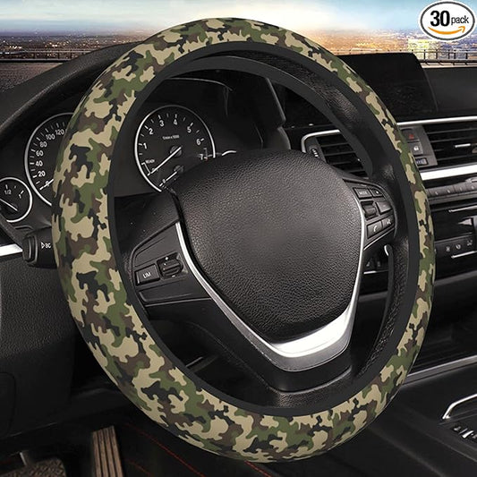 Army Green Camo Auto Car Steering Wheel Cover Universal 15 Inch Neoprene Interior Decor Protection Accessories