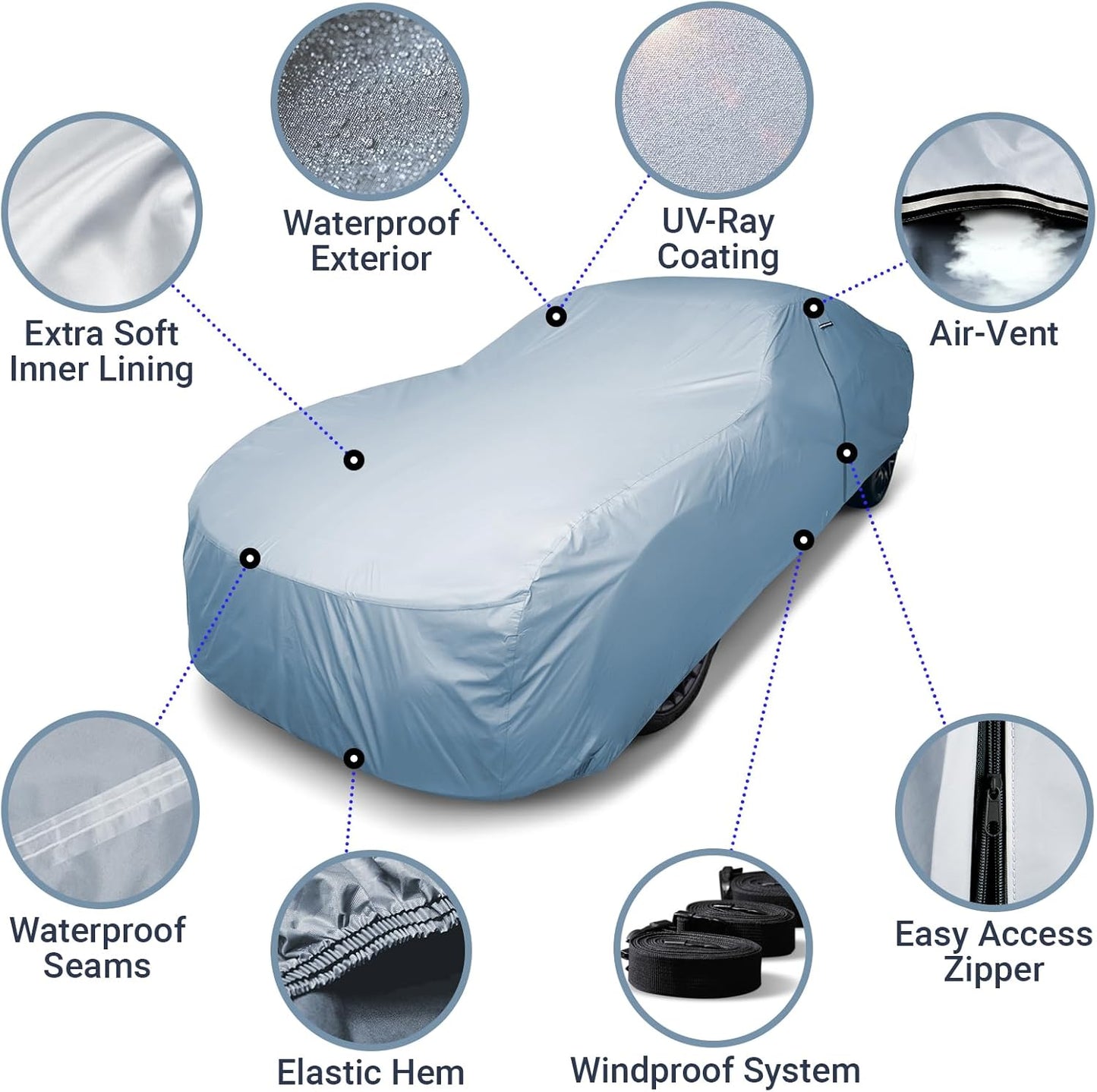 iCarCover Premium Car Cover for 1977-1986 Pontiac Parisienne Wagon Heavy Duty Waterproof All-Weather Automobiles Custom Fit Indoor Outdoor UV Snow Protection Covers with Straps and Bag