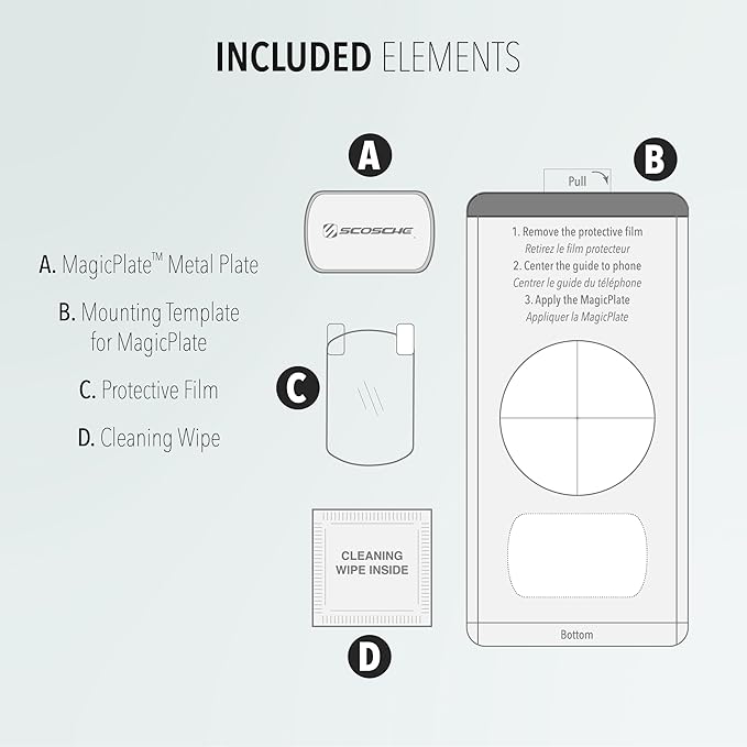 Scosche MPQ5RKi-BP0 MagicPlate Replacement Plate for Scosche MagicMount Magnetic Mount, Non-Magnetic and Charge Mounting Systems