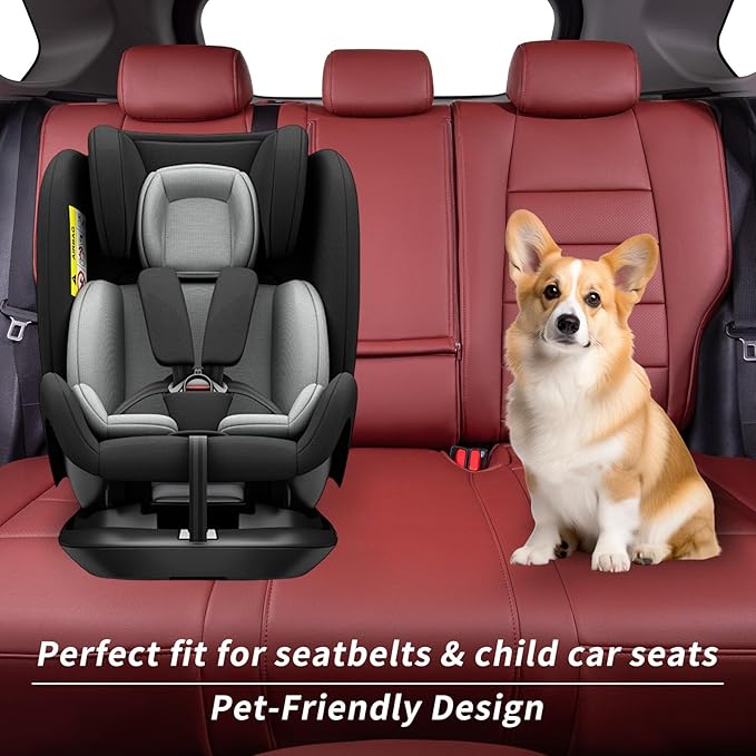 coverdream Rav4 Seat Covers Custom Fit for 2019-2025 Toyota Rav4 Hybrid(LE,XLE,XLE Premium,Limited) SUV,Fully Covered,Waterproof Leather Car Seat Protector(Full Set,Wine Red)