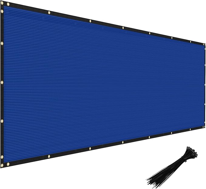 Windscreen4less Privacy Fence Screen Heavy Duty Windscreen Fencing Mesh Fabric Shade Net Cover with Brass Grommtes for Outdoor Wall Garden Yard Pool Deck, 8'x281' Blue