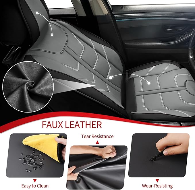 TTX LIGHTING Car Seat Covers fit for Kia Sportage 2009-2026 Front Seat: Premium Leather Automotive Seat Cover with Airbag Compatible Waterproof (2 Seats, Black & Gray)