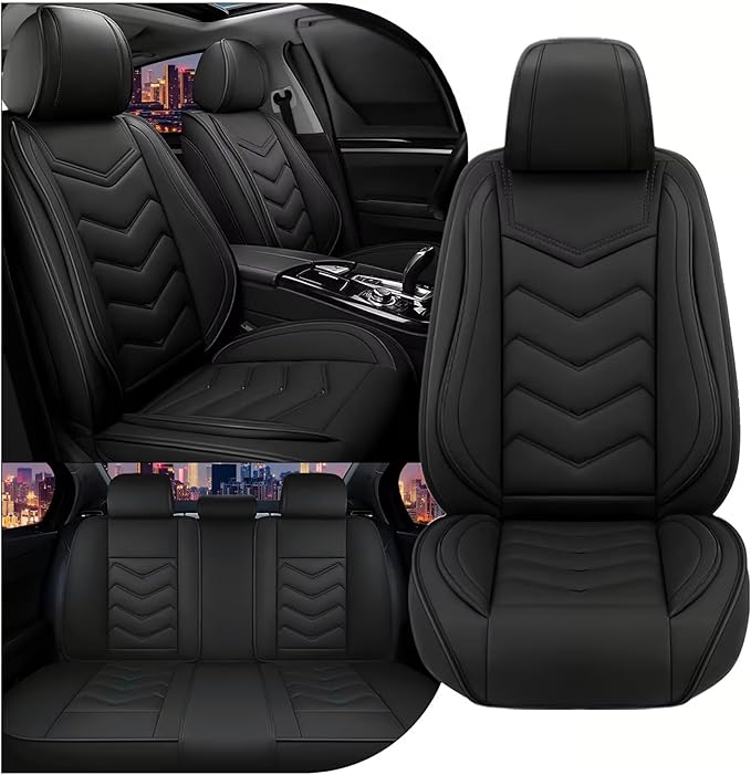 CTDS Car Seat Covers for Toyota RAV4 2000-2026, Stylish Sport Seat Cover, Premium Nappa Leather Car Seat Cover. Automobile Seat Covers Sets.(Standard 5 Seats/Pure Black)