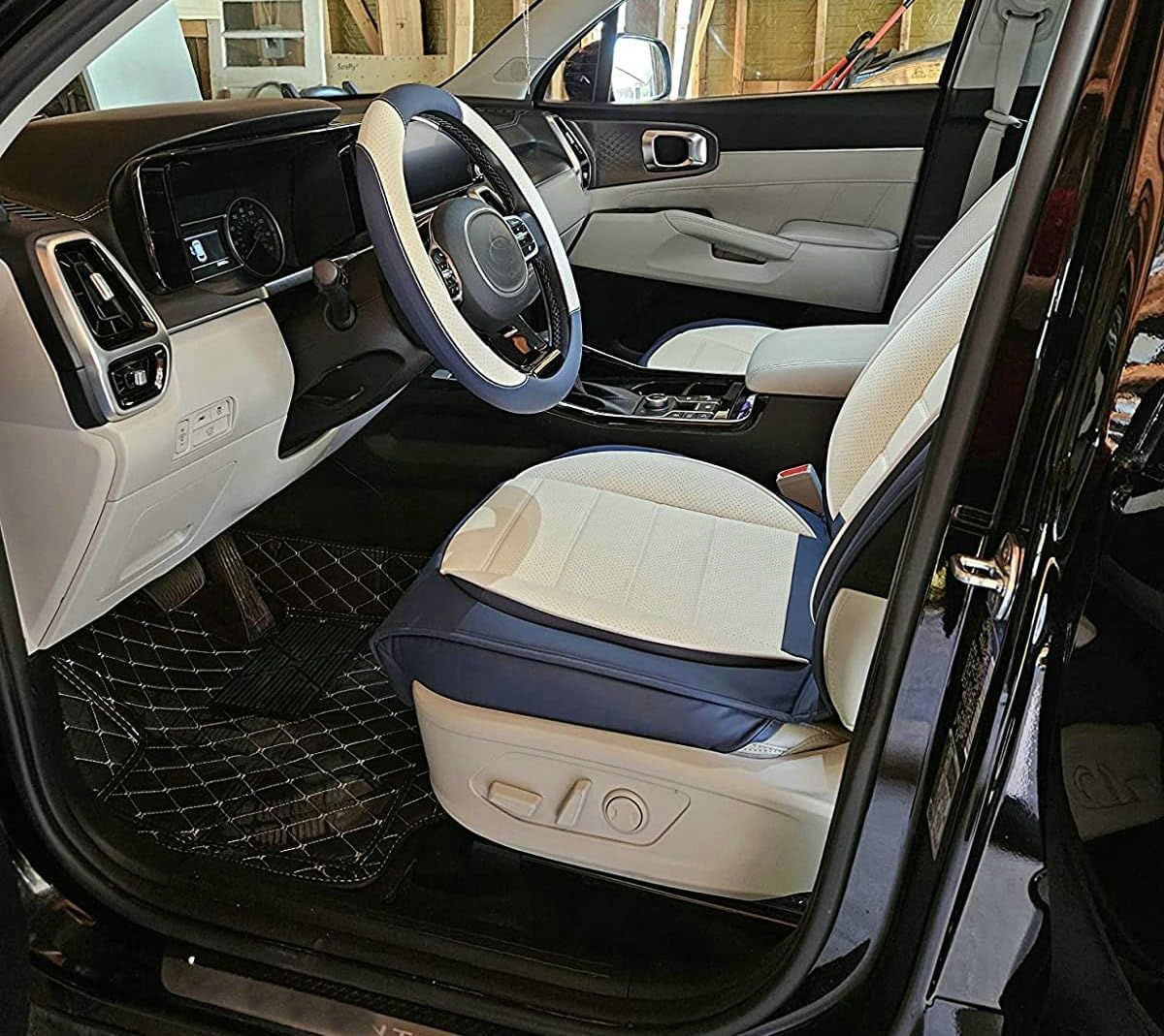 Custom Car Floor Mat Compatible with BMW Mercedes-Benz Toyota Cadillac Lexus Honda Infiniti Nissan Hyundai Kia Audi All Models Cars Sedans SUVs Automotive Mats (Black and Yellow bar)