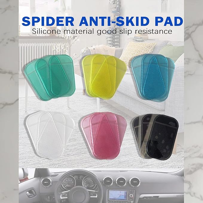 5PCS Extra-Strong Anti-Slip Pad Car Dashboard Sticky Pad Removable Silicone Gel Mat Washable Multi-Purpose PU Gel for Cell Phone Tablet (Black)