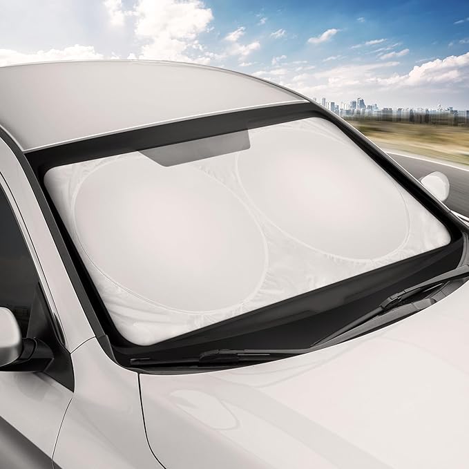 Motor Trend 1 Piece Pop-Up Auto Shade, Universal Car Windshield Sun Shade for Front Window, Collapsible Foldable Sunshade for Car Windshield, Keeps Interior Cool Heat UV (Large, 68 x 35 inches)