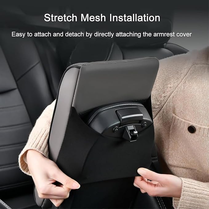Leather Car Armrest Box Pad for Tesla Cybertruck 2023 2024, Memory Foam Car Center Console Cover Comfort Waterproof Arm Rest Cushion Pad Universal Accessories,F/Red