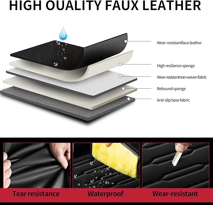 Fit Prologue Car Seat Covers for Honda Prologue 2024 2025 2026-Upgraded Premium Waterproof & Breathable Leather,Airbag Compatible,All-Weather Seat Cushion Protector,Full Set,Black