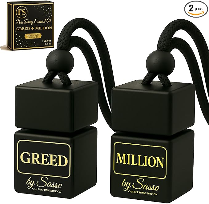 Car Diffuser Duo “Greed & Million” – Inspired by Iconic Men’s Perfumes – Long-Lasting, Odor Eliminator – Gift Box for Car Lovers - Fragrance By Sasso