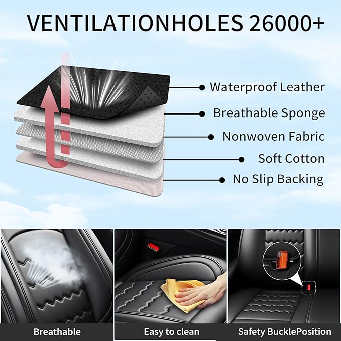 CX-50 Car Seat Covers Custom Fit for Mazda CX-50 2023-2026, Full Coverage Premium Leather Waterproof Breathable Seat Covers, Automotive Seat Protectors, Airbag Compatible(2 Front Seats, Black)