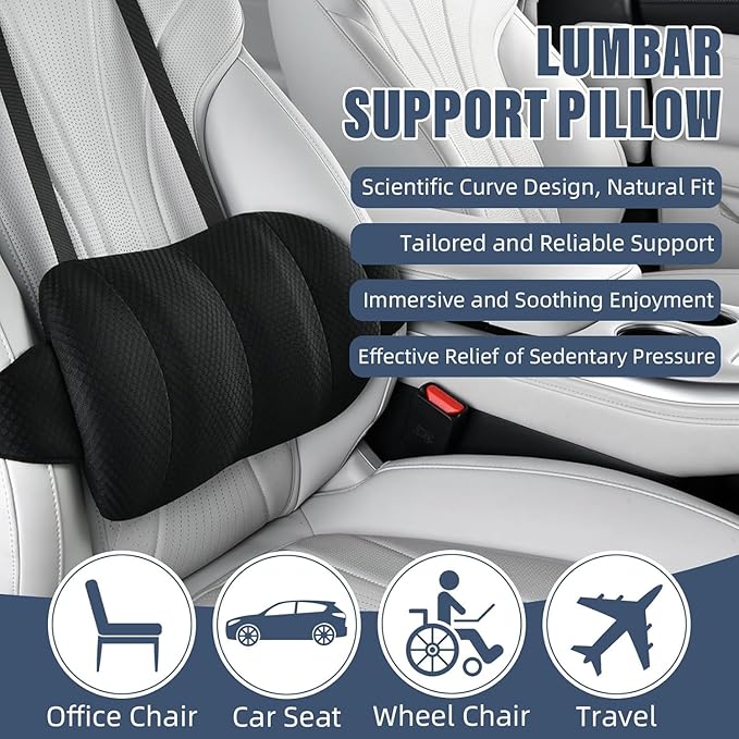 1 Piece Automotive Seat Lumbar Support Pillow for Hyundai Sonata 2020-2025 2026, Driving Lower Back Cushion Ergonomic Orthopedic Posture Rest