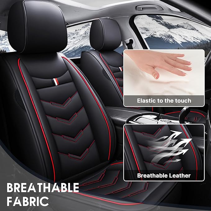 Car Seat Cover 7 Seats for Hyundai Palisade 2020-2025, Durable Wear Resistant Waterproof Sport Seat Covers, Breathable No Odor Premium Leather Vehicle Seat Covers.(Standard,Black Red)