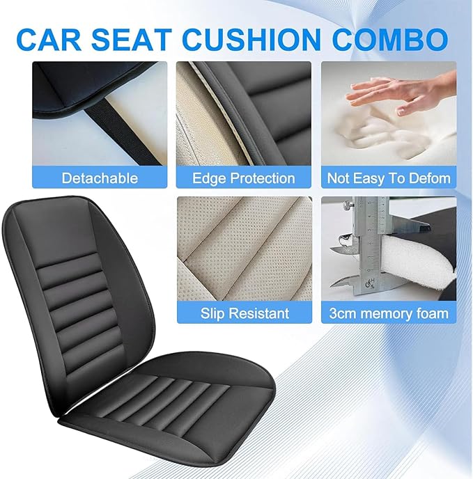‌Car Seat Cushion Back Support Pillow for Toyota Fj Cruiser 2007-2014, Ergonomic Pain Relief Cushion, Memory Foam Lumbar Support for Driving, Adjustable & Washable Auto Pad,Black