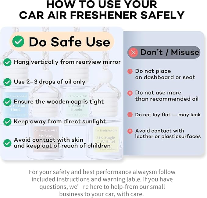 C Classy Hanging Car Air Freshener 2 Pack, Oceano Essential Oil Diffuser, Long-Lasting Fragrance, Cute Glass Bottle Car Accessories for Women & Men, Made in USA