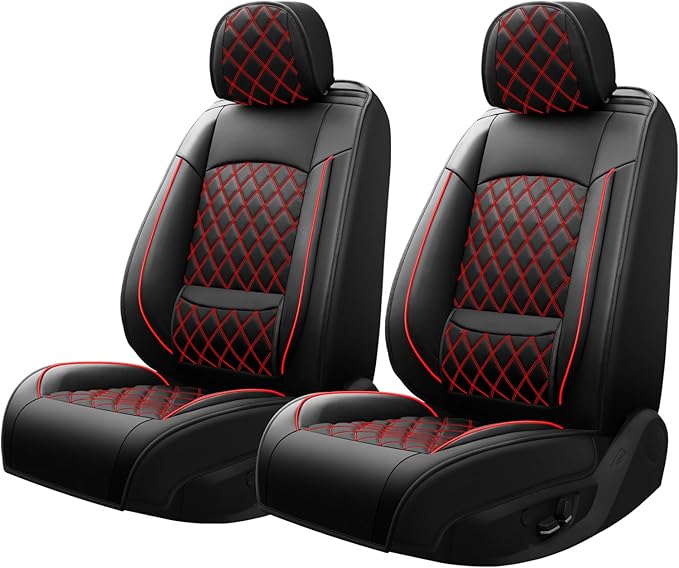Fit Palisade Car Seat Covers for Hyundai Palisade 2020-2026 - Premium Leather, Waterproof, All-Weather, Airbag Compatible, Breathable, Easy Install,Only 2 Front seat Covers,Redline