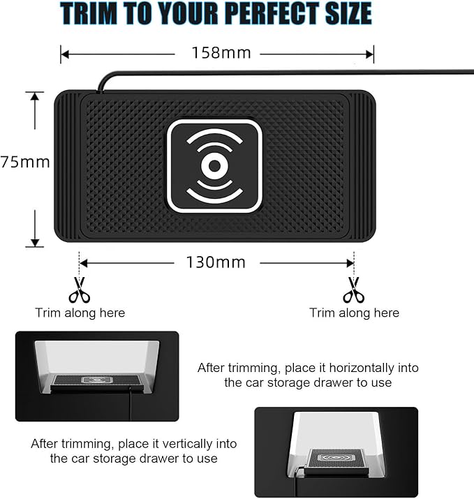 Wireless Charging Pad for Car for Land Range Rover Evoque II (L551) 5Door 2019-2023-pr, 15W Fast Wireless Charger Mat Non-Slip Silicone Car Center Console Phone Charging Pad,B/15W-USB