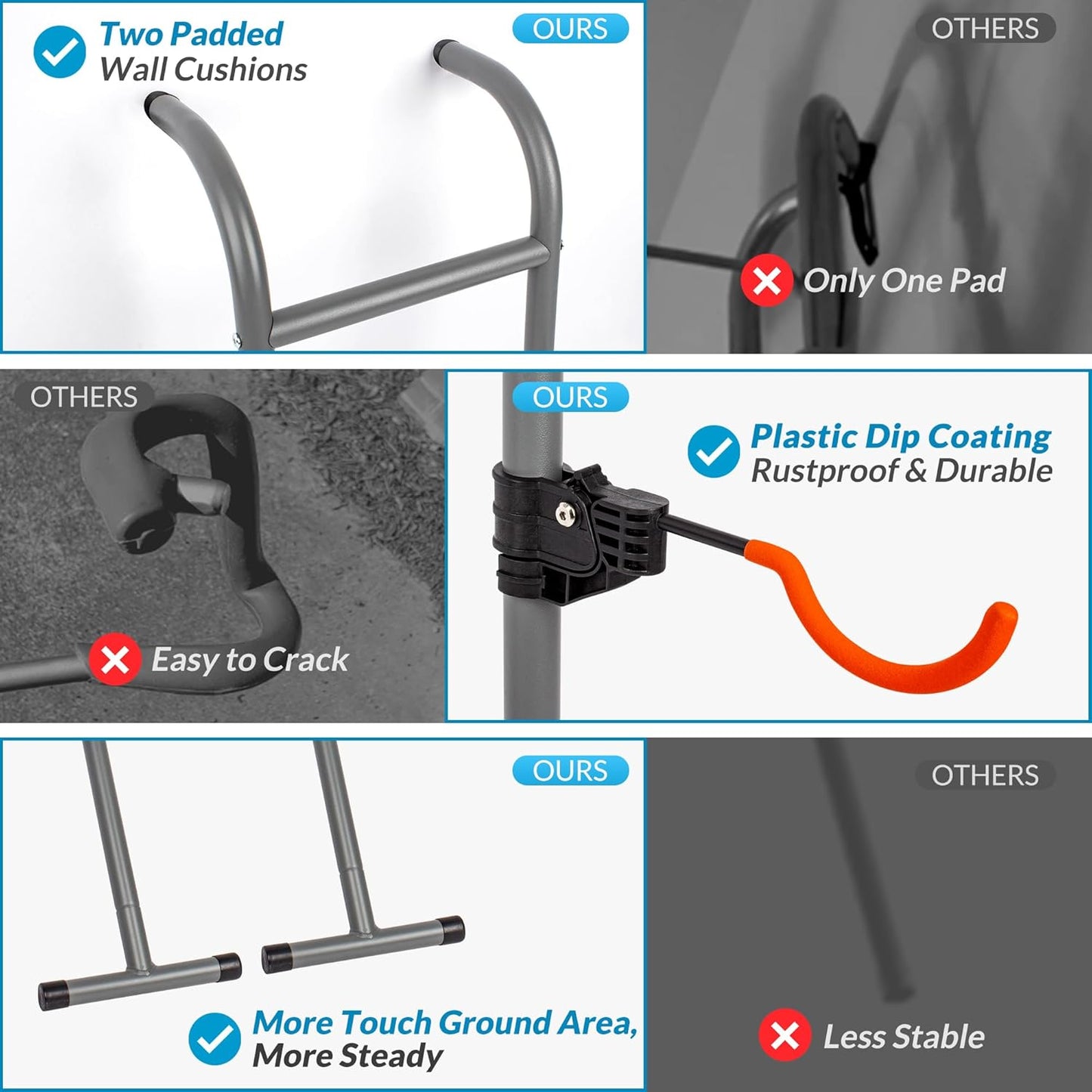 Suchtale 2 Bike Rack, Bicycle Rack, Bike Storage Rack for Garage, Gravity Bike Stand, Indoor Bike Organizer, Floor Vertical Bicycle Holder, Adjustable Wall Mount Cycle Hanger for Road Mountain Bikes