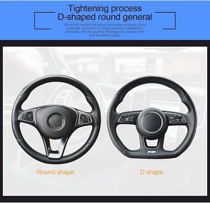Leather Steering Wheel Cover, Auto Car Stretch Steering Wheel Protector, Universal 15 Inch Anti-Slip Breathable Odorless Steering Wheel Cover for Men Women (Black/Yellow)