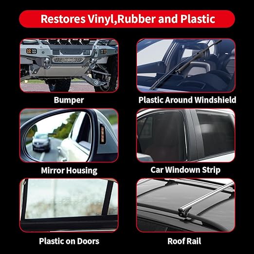 Restorer for Cars Revive Faded Plastic, Rubber Vinyl Ultimate Solution for Car Trim Restoration Protection Plastic Restorer- Ultimate Car Detailing Solution - Resists Water, UV Rays, Dirt (1Pack)