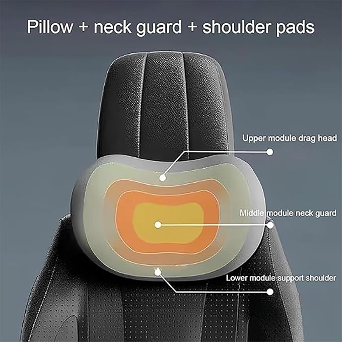 Car Headrest & Lumbar Support Cushion for Dodge Ram 1500 2019-2025, Ergonomic Car Seat Headrest Memory Foam Neck and Back Pillow Kit Breathable Removable for Driving Fatigue Relief,B/Gray